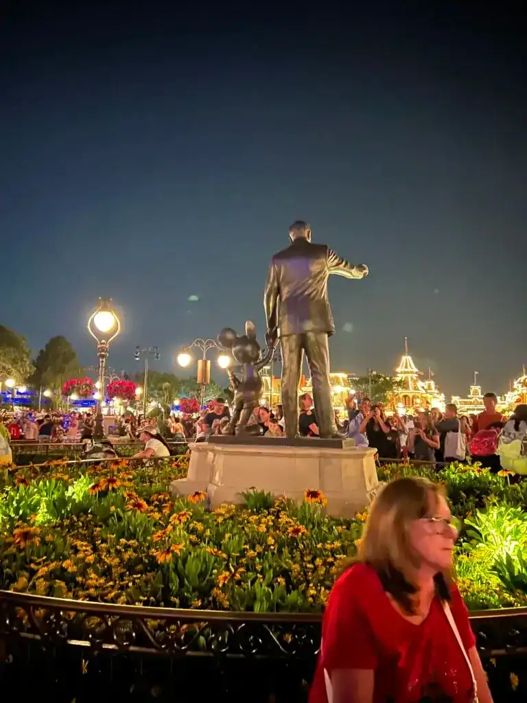 Magic Kingdom at night which can be enjoyed for free by using points and cash back apps. 