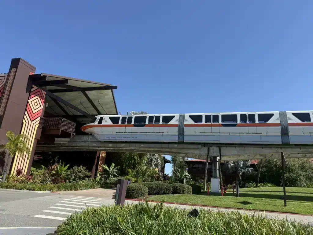 Monorail entering the Grand Polynesian Hotel, Disney World