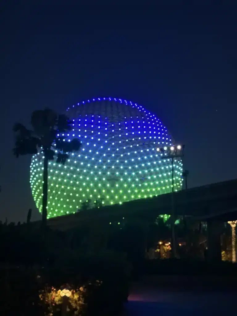 Epcot globe at night