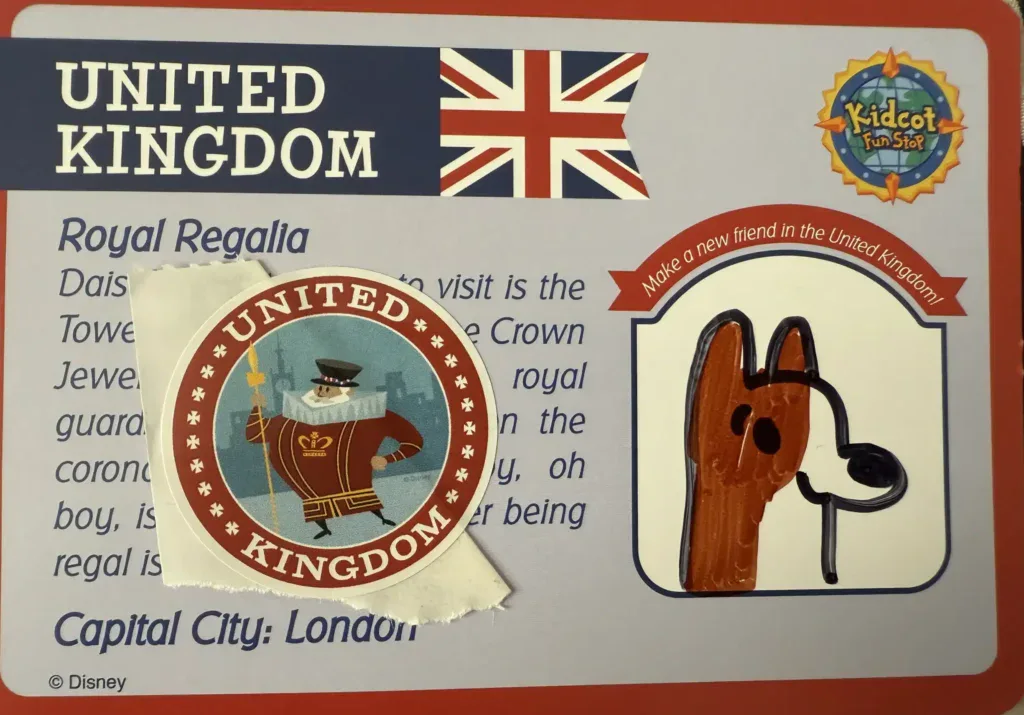 postcard received in United Kingdom at Epcot World Showcase