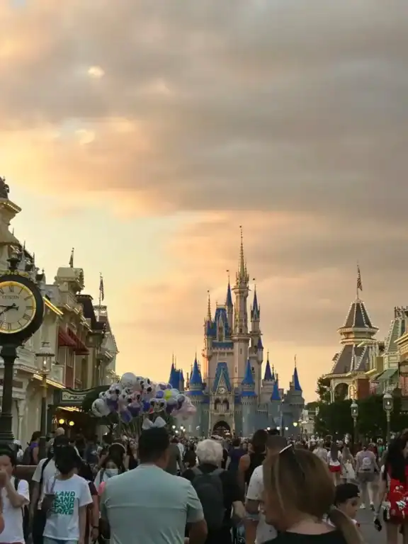 Magic Kingdom Castle view from Main Street which can be enjoyed on a budget 